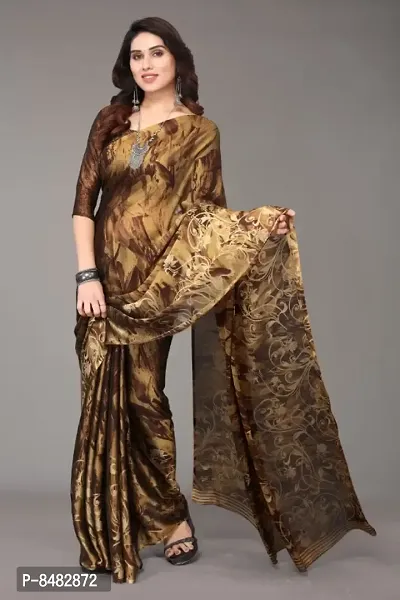 Beautiful Chiffon Printed Saree with Blouse Piece For Women-thumb0