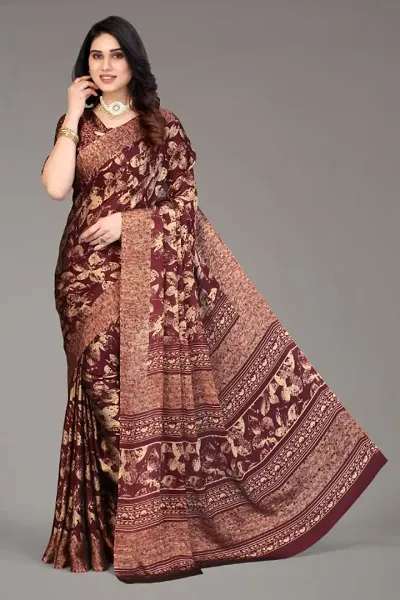 Printed Chiffon Sarees With Blouse Piece