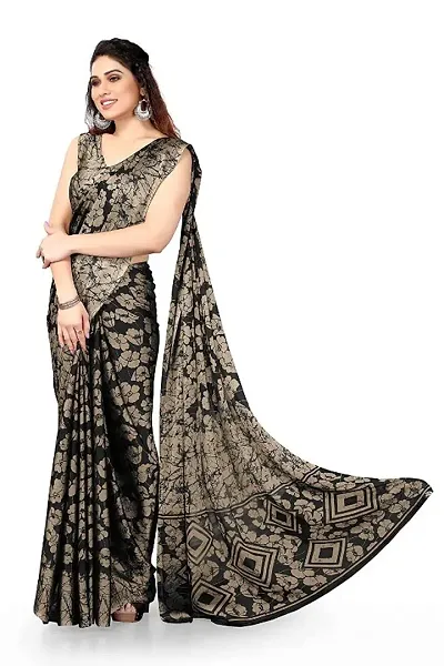 Chiffon Printed Sarees With Blouse Piece