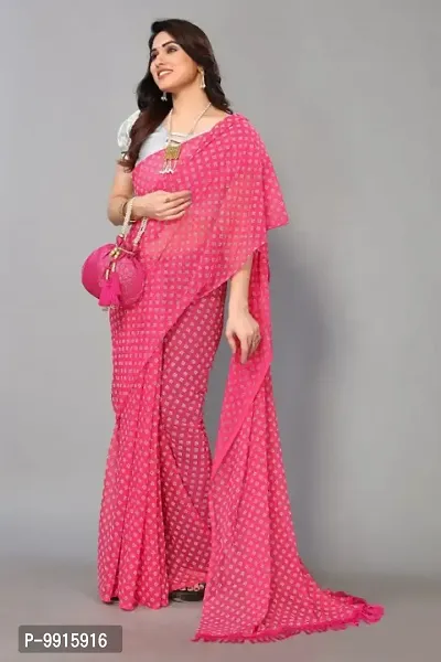 Women Printed Chiffon Saree With Blouse Piece-thumb0