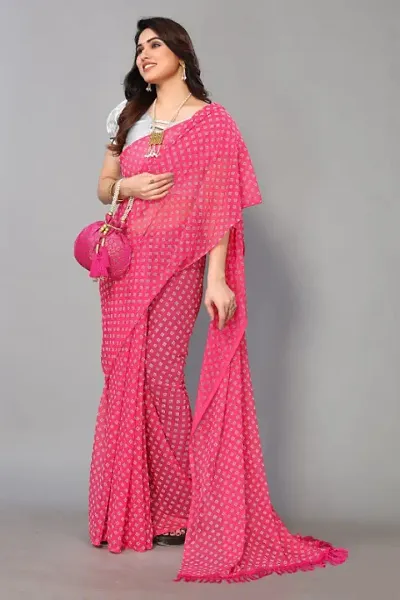 Chiffon Printed Sarees with Blouse piece