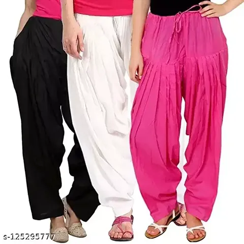 ENDFASHION Women's Patiala Salwar3 of Combo(Rani Pink-Black-White) Free-Size