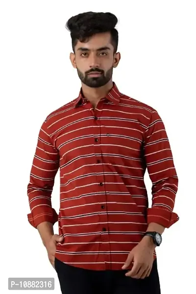 V.COM Vcom Men's Classic Collar Slim Fit Cotton Casual Full Sleeve Shirt (Medium, Maroon)