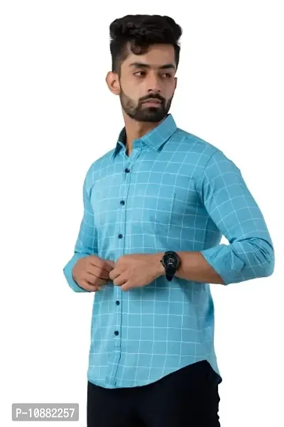 V.com Men's Regular Fit Casual Shirt (40, Sky)