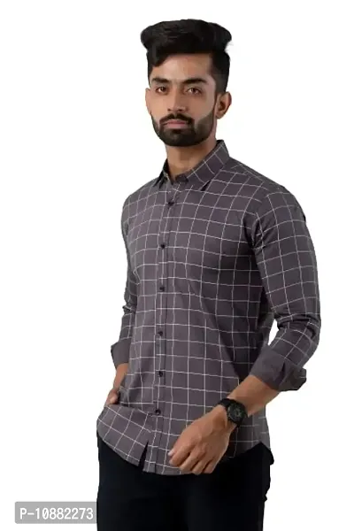V.com Men's Regular Fit Casual Shirt (40, Grey)