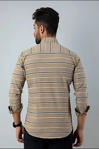 V.COM Vcom Men's Classic Collar Slim Fit Cotton Casual Full Sleeve Shirt (Medium, Khaki)-thumb1