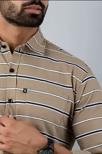 V.COM Vcom Men's Classic Collar Slim Fit Cotton Casual Full Sleeve Shirt (Medium, Khaki)-thumb3