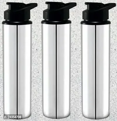 BIGWIN Sipper Stainless Steel Single Wall Water Bottle 1000 ml Bottle/Sports/Refrigerator/Gym/School/Collage/Kids/ BPA Free  Leak Proof Cap and Steel Bottle(3PC SET)-thumb0