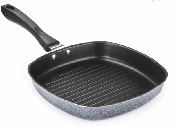 Manan Decor Grill Pan 23 cm Diameter 0.5 L Capacity |Aluminium, Non-Stick, Induction Bottom | Pack of 1