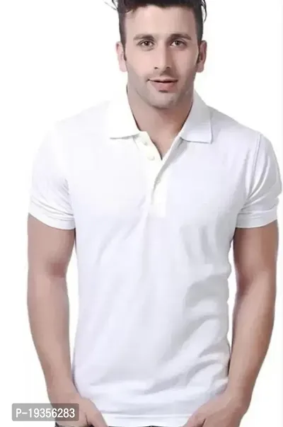 Stylish Fancy Polyester Solid Polos T-Shirts For Men-thumb0