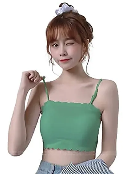 Elite Green Nylon Self Design Padded Tube Bras For Women