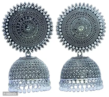 Big size oxidise jhumkha earrings for girls-thumb0