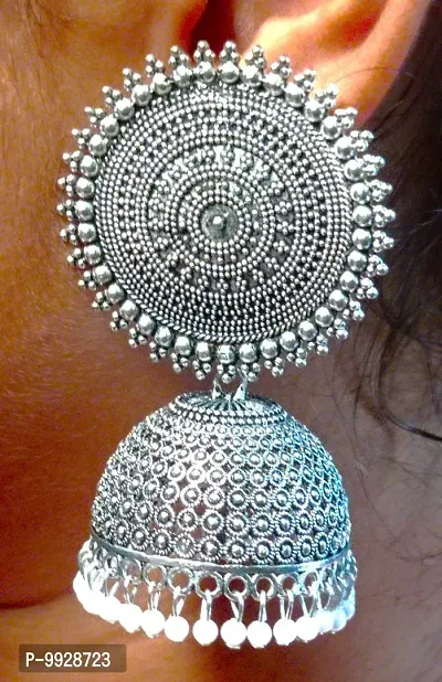 Big size oxidise jhumkha earrings for girls-thumb4
