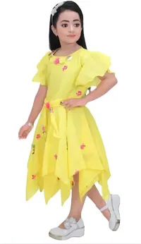 Midi knee length kid dress (yellow)-thumb3