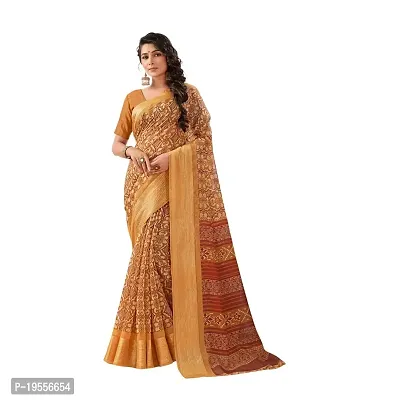 JAICHITRA FASHION Women's Cotton Base Varity Of Border And All Over Pattern Enthnic Saree with Unstitched Blouse Piece (Mustard Yellow) (11549)