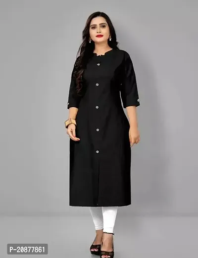 Stylish Straight Black Cotton Blend Kurta-thumb0