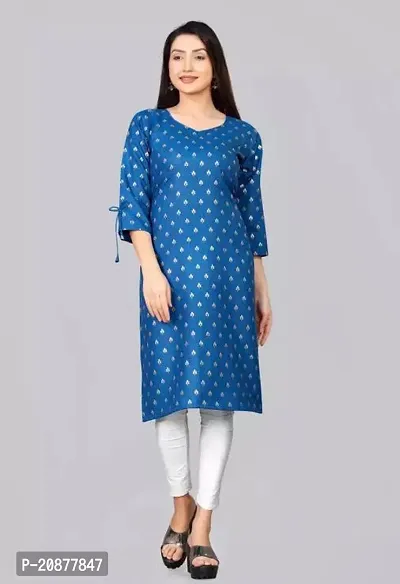 Stylish Straight Blue Cotton Kurta