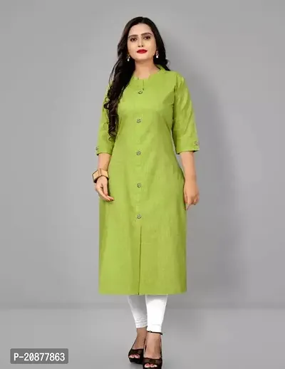 Stylish Straight Green Cotton Blend Kurta-thumb0