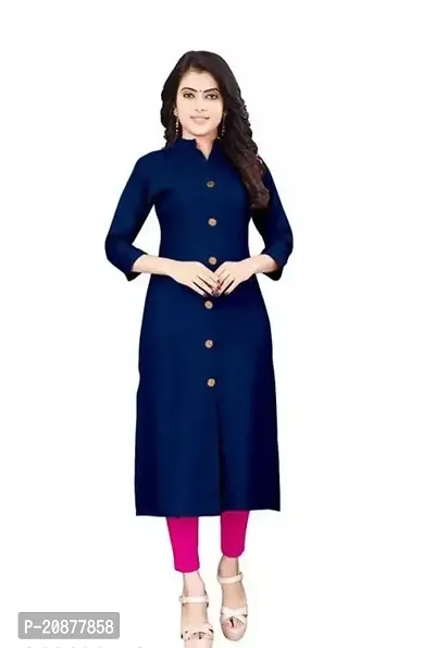 Stylish Straight Blue Cotton Kurta-thumb0