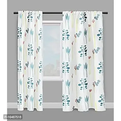 BSJ 3D Floral Digital Printed Polyester Fabric Curtains for Bed Room Kids Room Living Room Color White Window/Door/Long Door (D.N.514)-thumb0