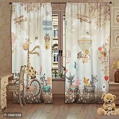 BSJ 3D Cartoon Digital Printed Polyester Fabric Curtains for Bed Room Kids Room Living Room Color Brown Window/Door/Long Door (D.N.494)