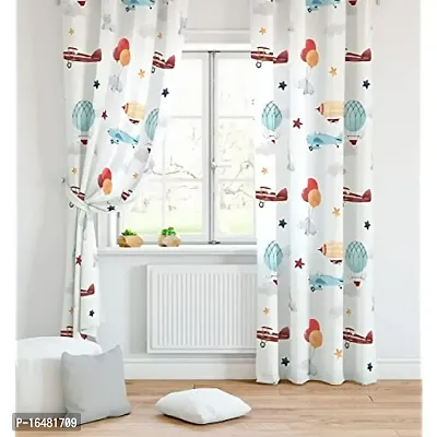 BSJ 3D Airballon Digital Printed Polyester Fabric Curtains for Bed Room Kids Room Living Room Color White Window/Door/Long Door (D.N.502)