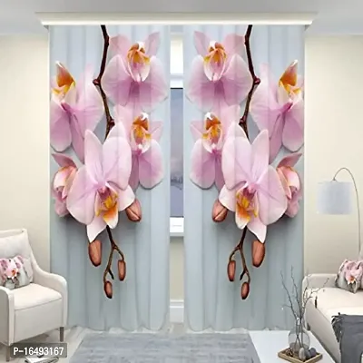 BSJ 3D Blooming Flowers Digital Printed Polyester Fabric Curtains for Bed Room Kids Room Living Room Color Pink Window/Door/Long Door (D.N.150)