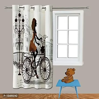 FBS 3D Girl Digital Printed Polyester Fabric Curtains for Bed Room Kids Room Living Room Color White Window/Door/Long Door (D.N.117) (1, 4 x 7 Feet (Size ; 48 x 84 Inch) Door)-thumb0