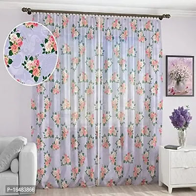 BSJ 3D Blooming Flowers Digital Printed Polyester Fabric Curtains for Bed Room Kids Room Living Room Color Purple Window/Door/Long Door (D.N.165) (1, 4 x 7 Feet (Size ; 48 x 84 Inch) Door)-thumb0