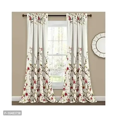 BSJ 3D Flower Digital Printed Polyester Fabric Curtains for Bed Room Kids Room Living Room Color White Window/Door/Long Door (D.N.405)