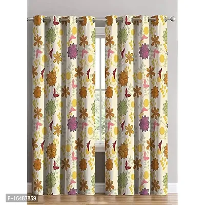 BSJ 3D Flowers Digital Printed Polyester Fabric Curtains for Bed Room Kids Room Living Room Color White Window/Door/Long Door (D.N.551)