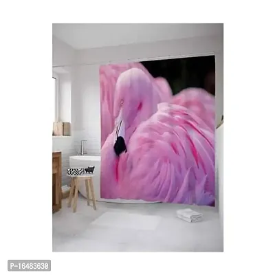 BSJ 3D Swan Digital Printed Polyester Fabric Curtains for Bed Room Kids Room Living Room Color Pink Window/Door/Long Door (D.N.265) (4 x 5 Feet (Size ; 48 x 60 Inch) Window, 1)-thumb0