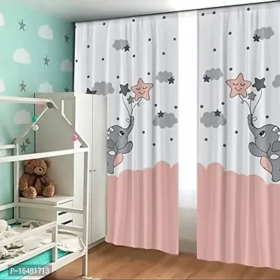 BSJ 3D Cartoon Digital Printed Polyester Fabric Curtains for Bed Room Kids Room Living Room Color White Window/Door/Long Door (D.N.510)