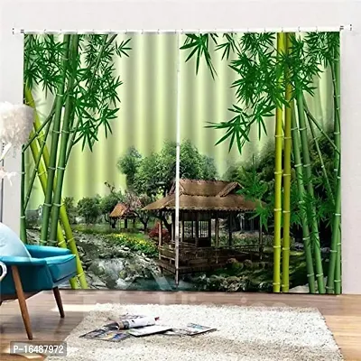 BSJ 3D Scenery Forest Digital Printed Polyester Fabric Curtains for Bed Room Kids Room Living Room Color Green Window/Door/Long Door (D.N.443) (4 x 5 Feet (Size ; 48 x 60 Inch) Window, 1) (BSJ - 443)