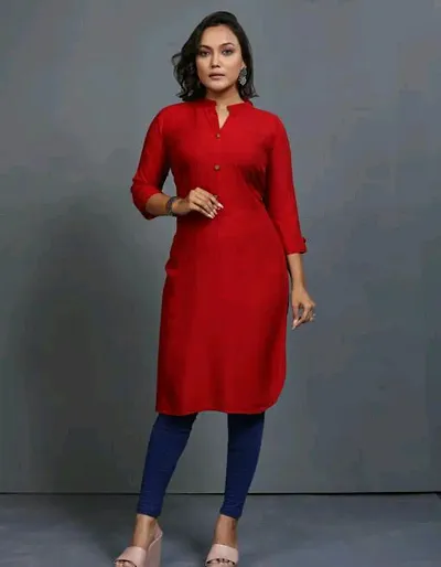 Fancy Rayon Solid A-Line Kurtis