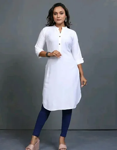 Fancy Rayon Solid A-Line Kurtis