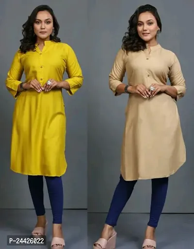 Fancy Rayon Kurtis For Women Pack Of 2-thumb0