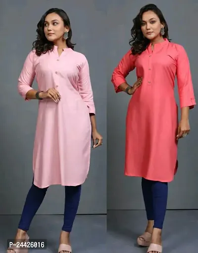 Fancy Rayon Kurtis For Women Pack Of 2-thumb0