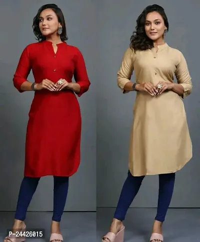 Fancy Rayon Kurtis For Women Pack Of 2-thumb0