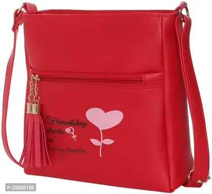 Stylish Red PU Solid Sling Bags For Women-thumb0
