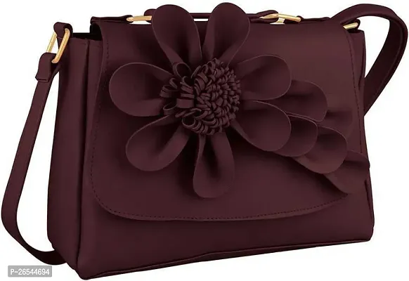 Stylish Maroon PU Solid Handbags For Women-thumb0