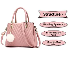 Stylish Peach PU Solid Handbags For Women-thumb1