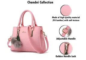 Stylish Pink PU Solid Handbags For Women-thumb2