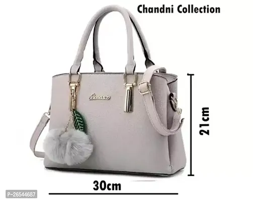 Stylish Grey PU Solid Handbags For Women-thumb2