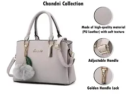 Stylish Grey PU Solid Handbags For Women-thumb2