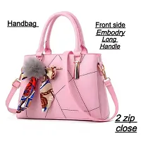 Stylish Pink PU Solid Handbags For Women-thumb4
