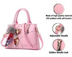 Stylish Pink PU Solid Handbags For Women-thumb1
