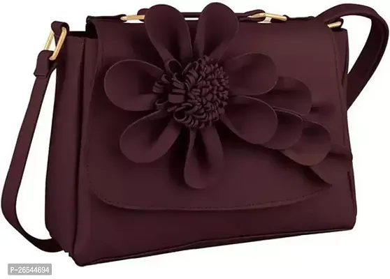 Stylish Maroon PU Solid Handbags For Women-thumb2