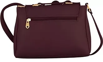 Stylish Maroon PU Solid Handbags For Women-thumb2