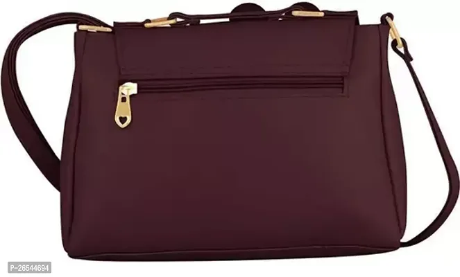 Stylish Maroon PU Solid Handbags For Women-thumb3